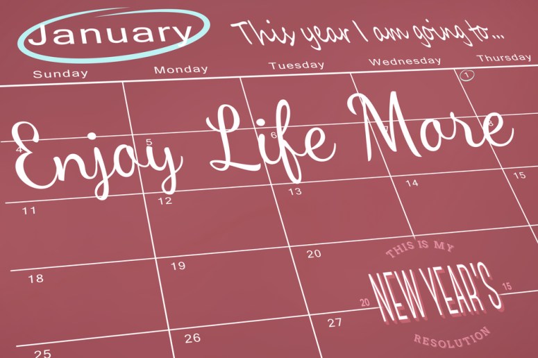 Composite image of new years resolutions on january calendar
